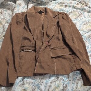 Courtenay Tan Women's Blazer with Studded Accents